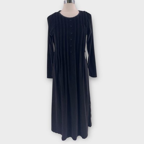 Vintage 90s Fads Black Velvet Maxi Dress Whimsiegoth Witch M - Picture 1 of 7